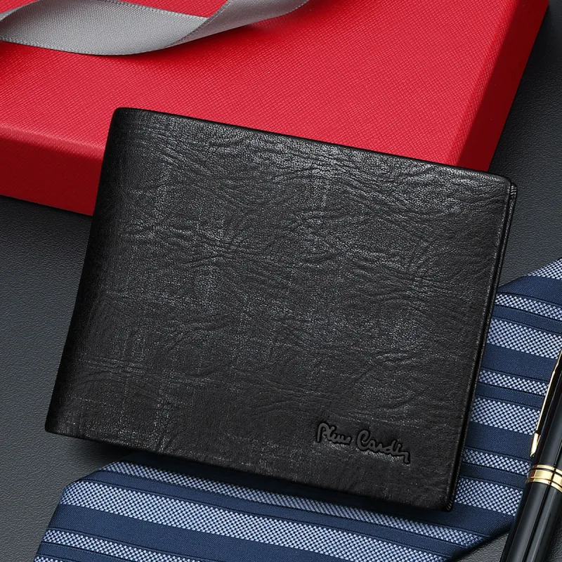 PIERRE CARDIN Top Grain Cow Leather Wallet Men's Black-3