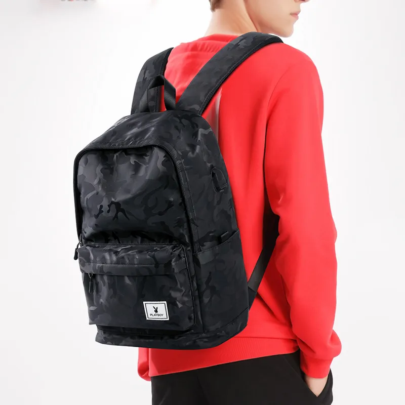 Playboy Backpacks Camouflage Black-6