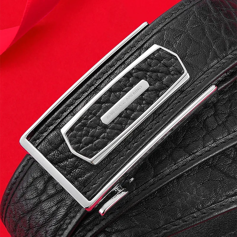 ROBERTA DI CAMERINO Imported Buffalo Leather Belt Men's 3.45CM Writing A Greeting Card And Printing Photos-2