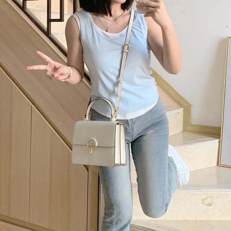 PIERRE CARDIN Genuine Cow Leather Shoulder Bag, Crossbody Bag, Handbag Regular Women's Beige-3