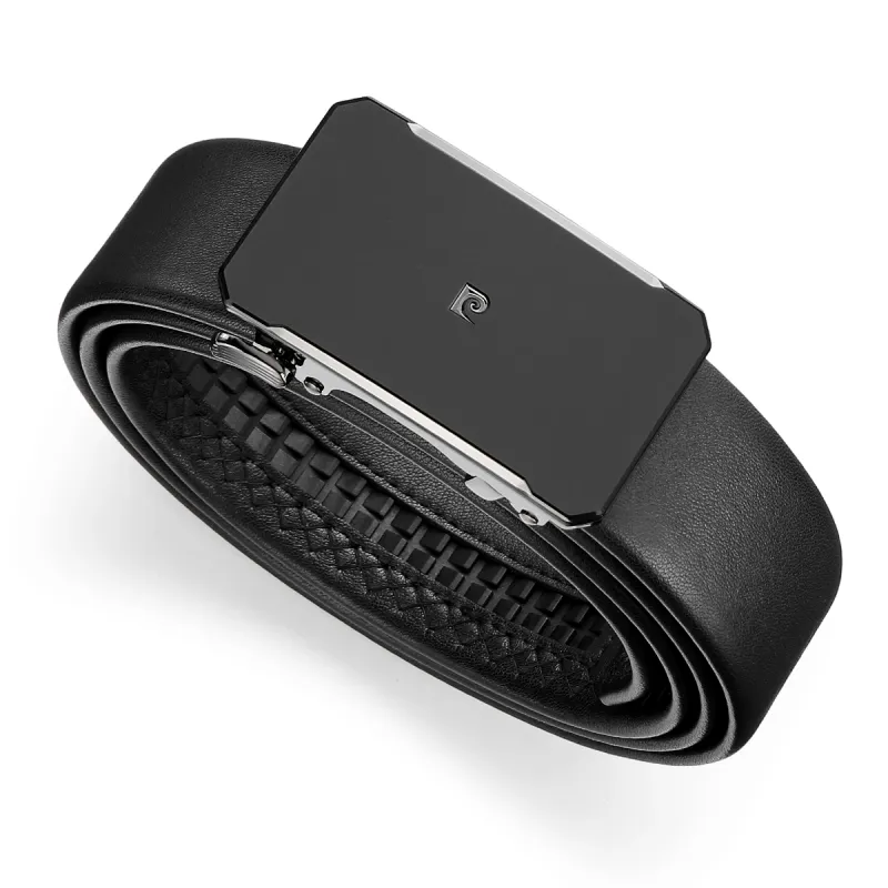 PIERRE CARDIN Cow Head Leather Belts Men's Black 3.45CM-6
