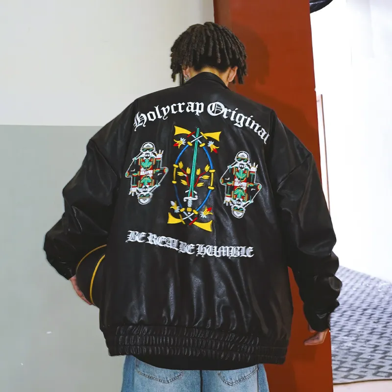 Holycrap Leather Jackets Men Black-3