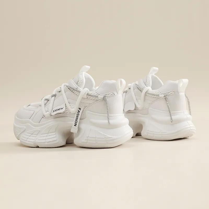 Cigna Abrasion Resistant Low Top Chunky Sneakers Women's Pearl White-7