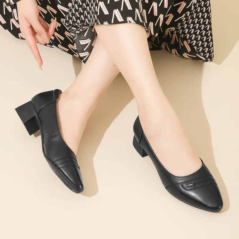 Cigna Chunky Heel High Heels 3.8cm Women's-3