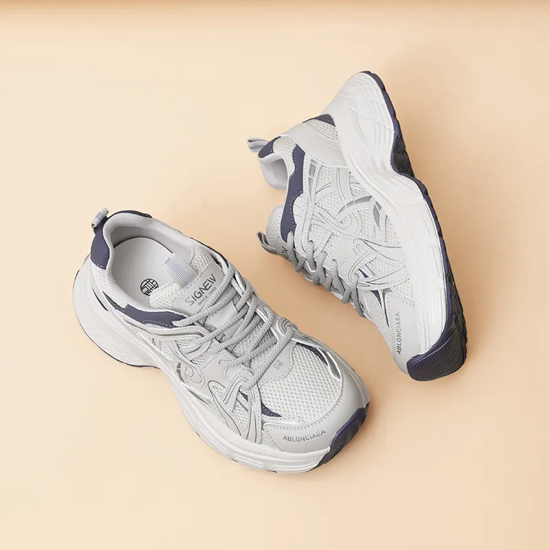 Cigna Low Top Chunky Sneakers Women's Gray Blue-4