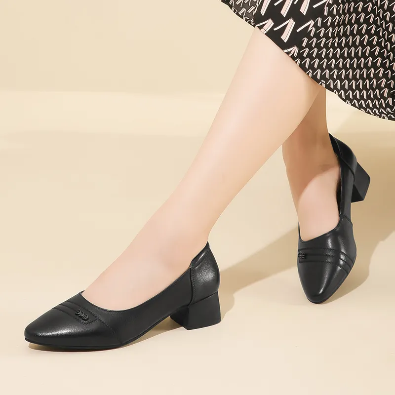 Cigna Chunky Heel High Heels 3.8cm Women's-2