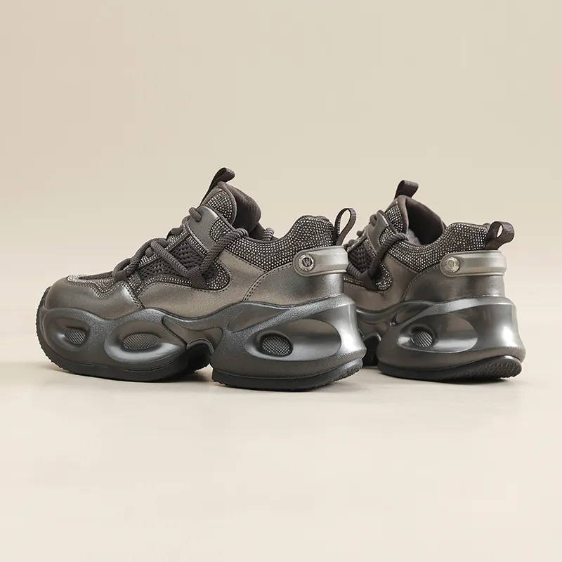 Cigna Low Top Chunky Sneakers Women's Gunmetal-6