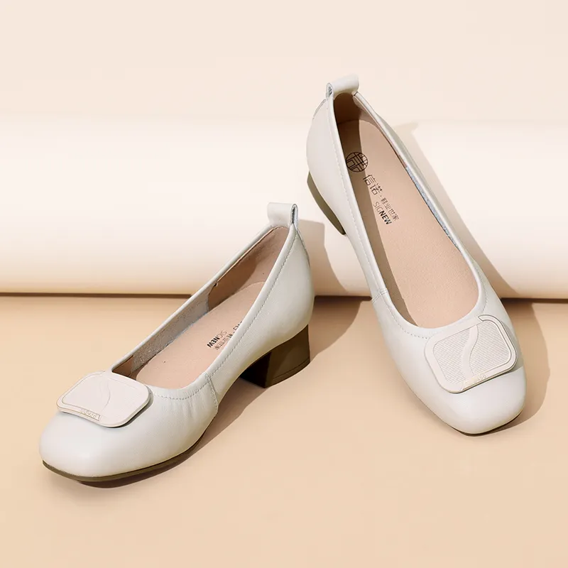 Cigna Chunky Heel High Heels 3.3CM Women's-8