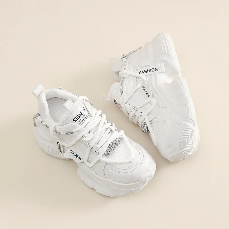 Cigna Abrasion Resistant Low Top Chunky Sneakers Women's Pearl White-4