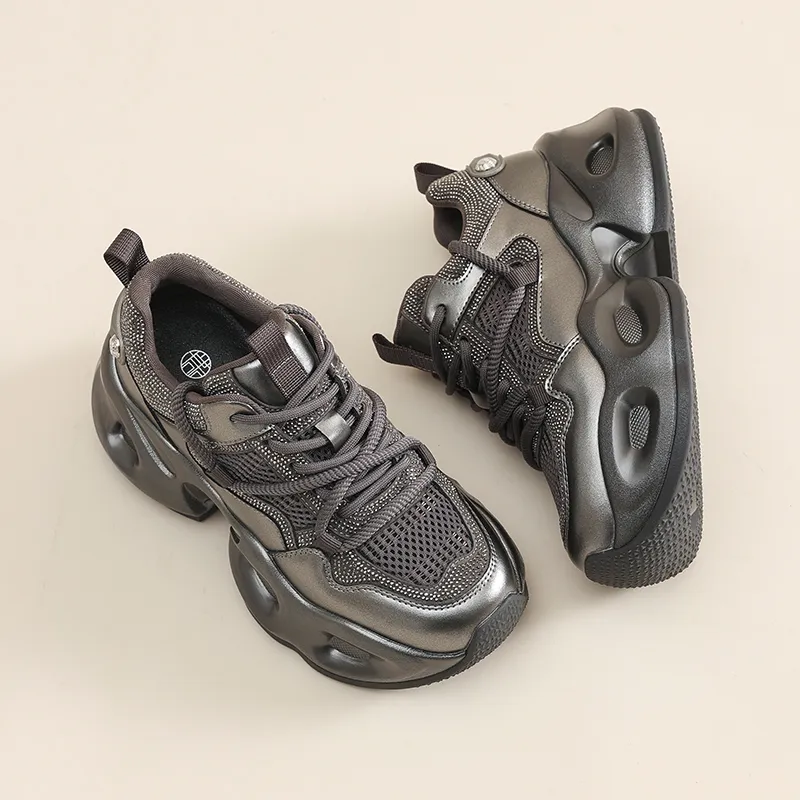 Cigna Low Top Chunky Sneakers Women's Gunmetal-4