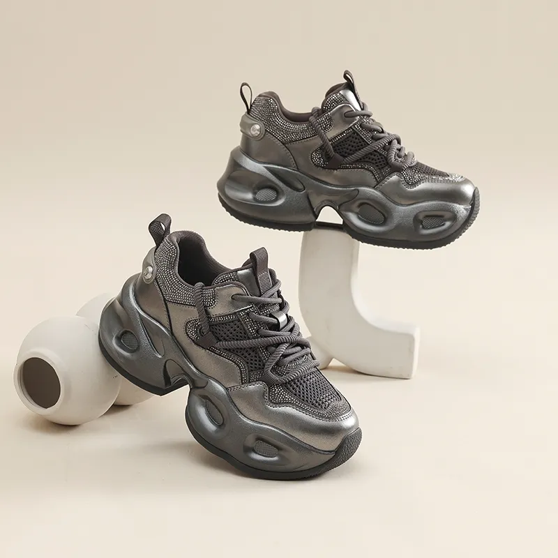 Cigna Low Top Chunky Sneakers Women's Gunmetal-2