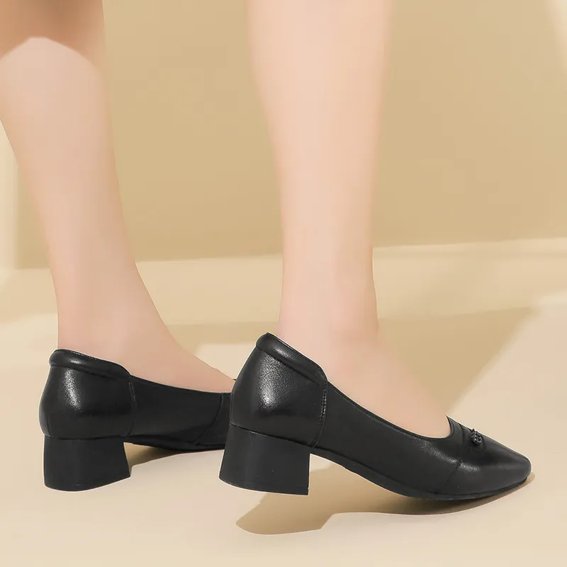 Cigna Chunky Heel High Heels 3.8cm Women's-4