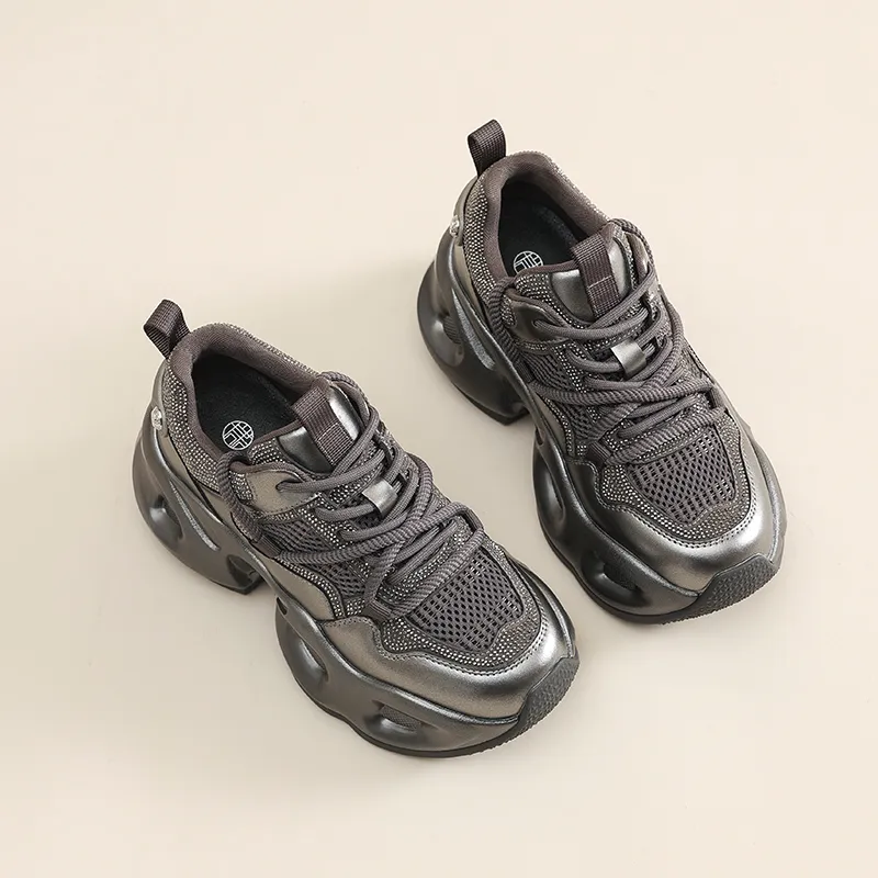 Cigna Low Top Chunky Sneakers Women's Gunmetal-3