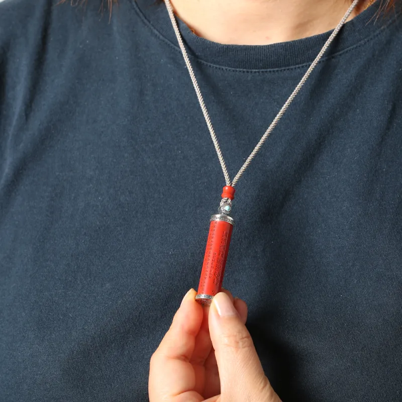 Pan Homestead Reconstructed Cinnabar 925 Sterling Silver Jade Pendants Unisex Reconstructed Cinnabar-1