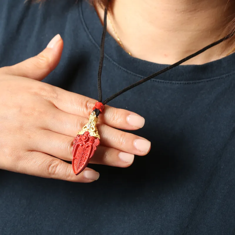 Pan Homestead Reconstructed Cinnabar 925 Sterling Silver Jade Pendants Unisex Reconstructed Cinnabar-2
