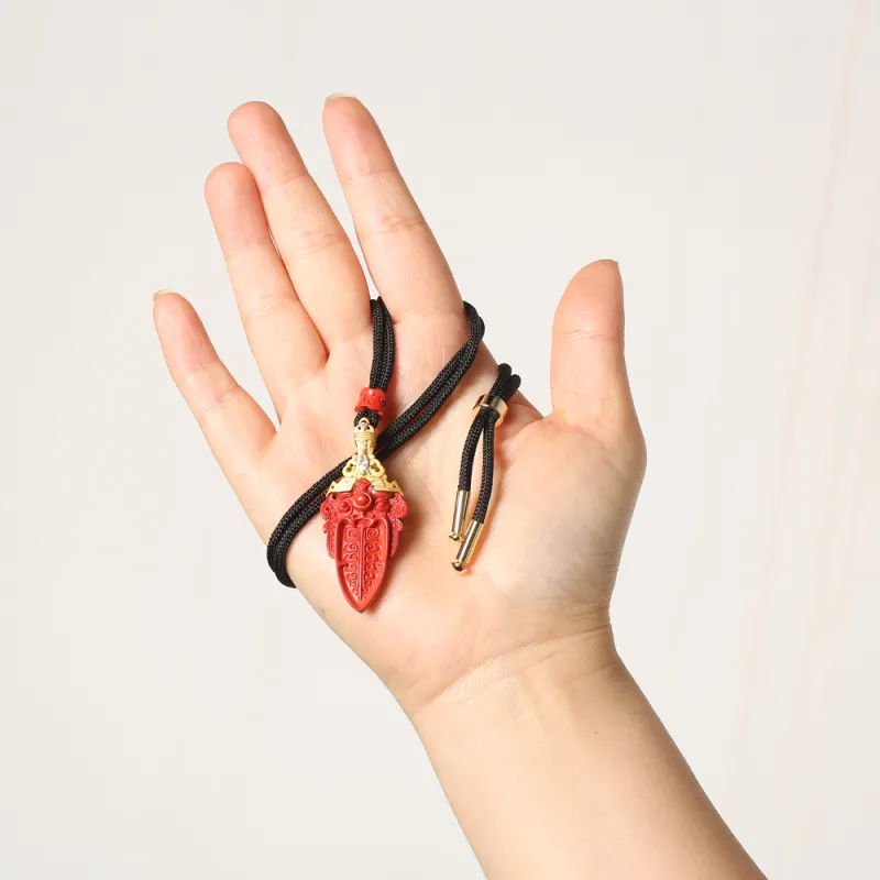 Pan Homestead Reconstructed Cinnabar 925 Sterling Silver Jade Pendants Unisex Reconstructed Cinnabar-1
