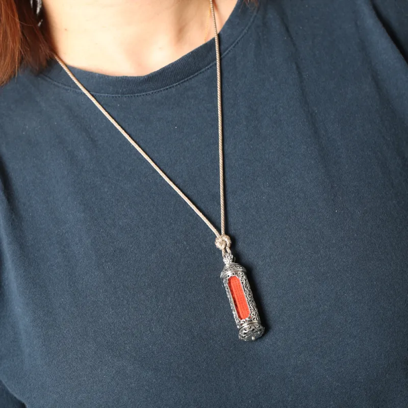 Pan Homestead Reconstructed Cinnabar 925 Sterling Silver Jade Pendants Unisex Reconstructed Cinnabar-4