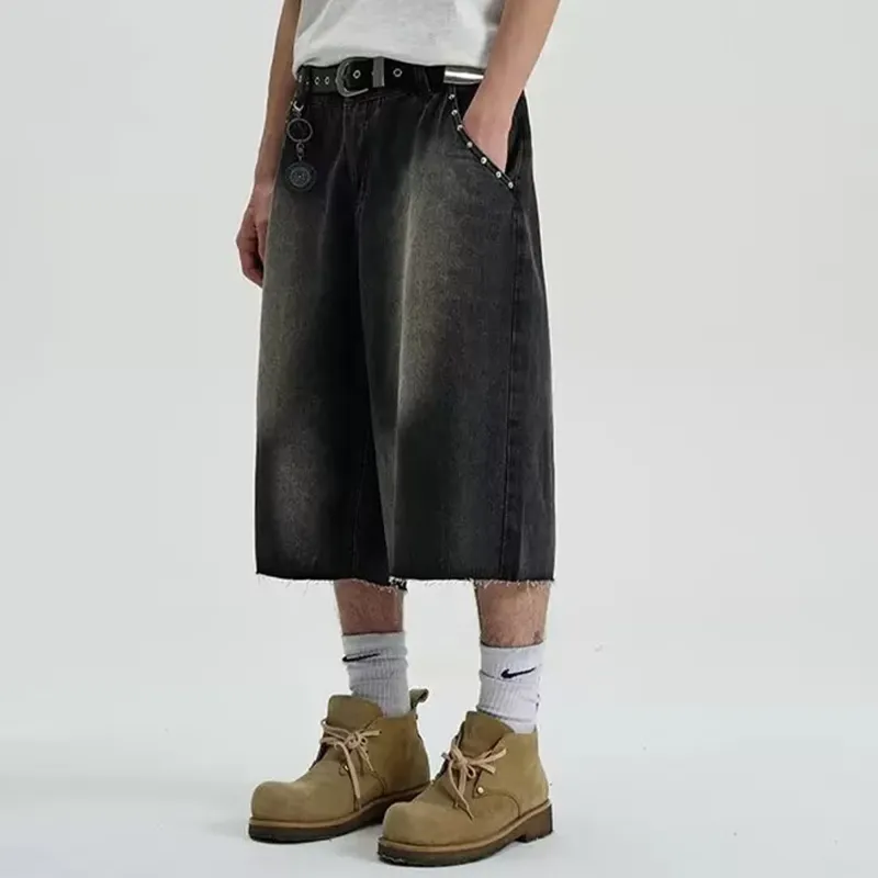PRESSURE Denim Shorts Unisex Black-3