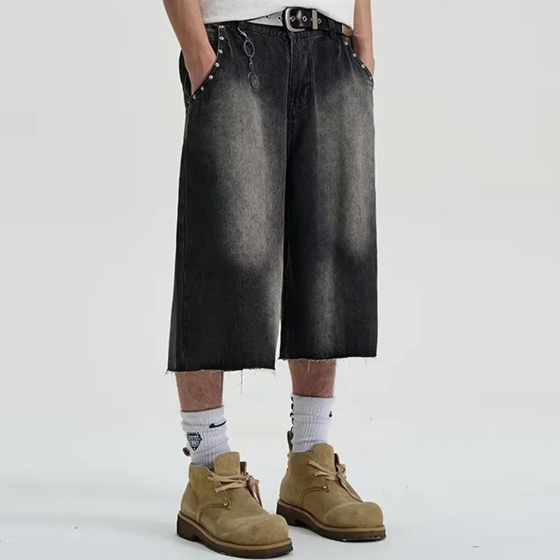 PRESSURE Denim Shorts Unisex Black-5