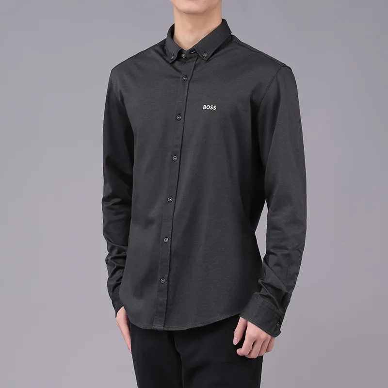 HUGO BOSS Long Sleeved Shirt Men's Black Gray-5