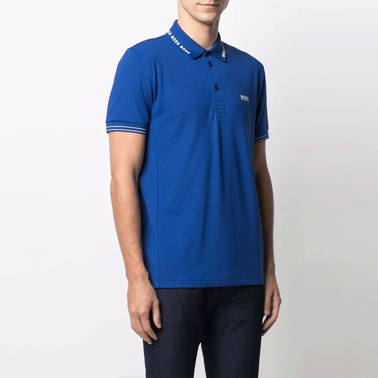 HUGO BOSS Short Sleeved Polo Shirt Men's Blue-3