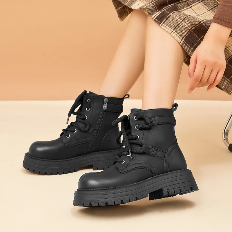 AOKANG Short Martin Boot 4.5cm Women's Black-5