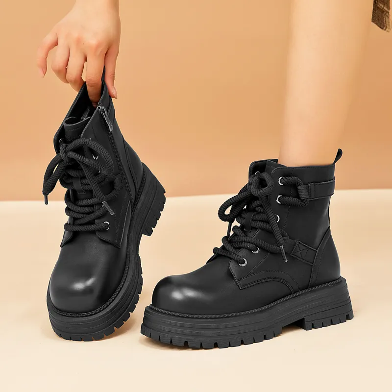 AOKANG Short Martin Boot 4.5cm Women's Black-7