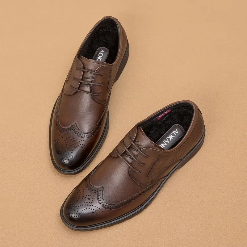 AOKANG Dress Shoes Men Low Top Black-3