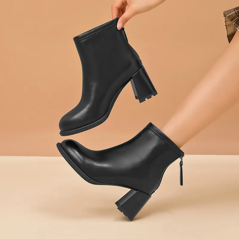 AOKANG Ankle Boots 7.3CM Women's Black-2