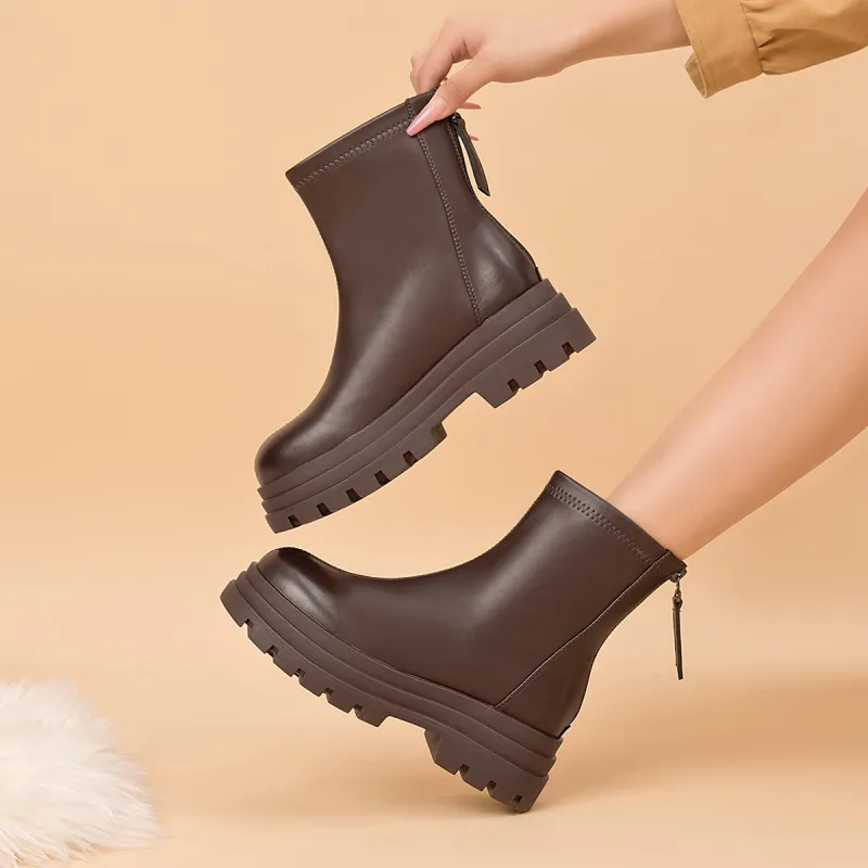AOKANG Ankle Boots 5.3cm Women's Brown-5