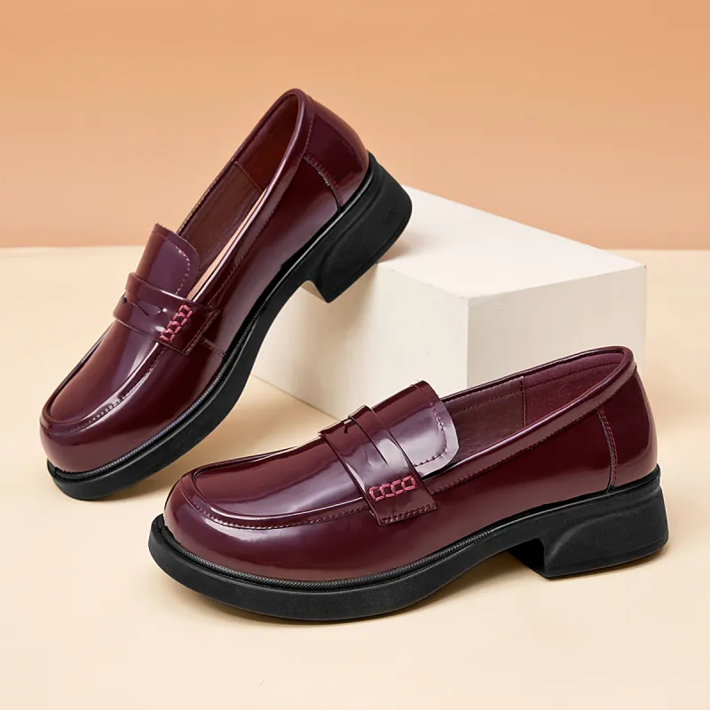 AOKANG Loafers 3.5cm Women's Burgundy-3