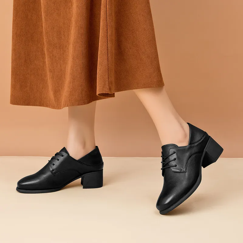 AOKANG Chunky Heel High Heels 4.8cm Women's Black-7