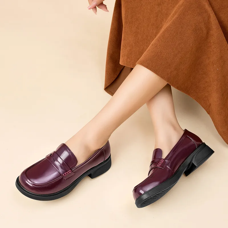 AOKANG Loafers 3.5cm Women's Burgundy-6