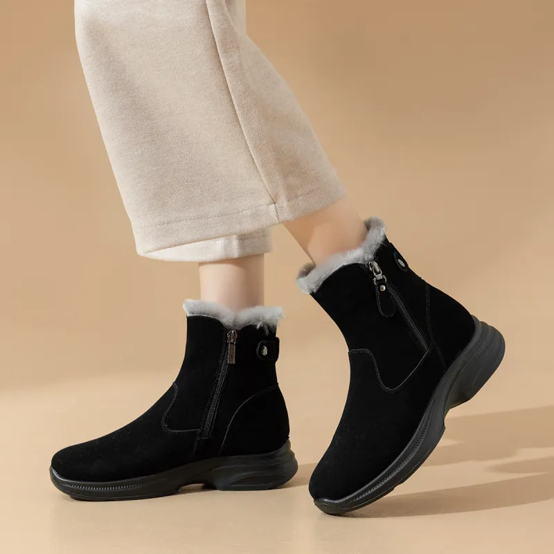 AOKANG Warm Wear Resistant Slip Resistant Short Snow Boots Women's Black-7