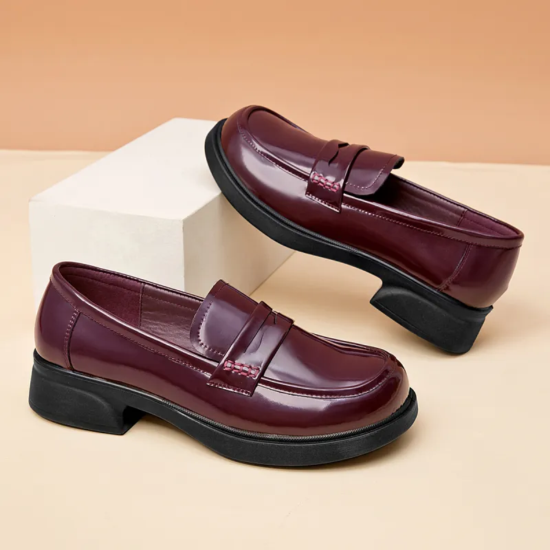 AOKANG Loafers 3.5cm Women's Burgundy-1
