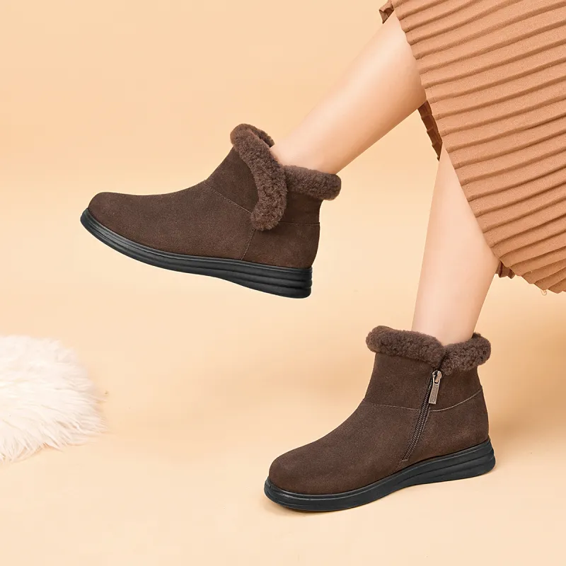 AOKANG Warm Short Snow Boots Women's Brown-4