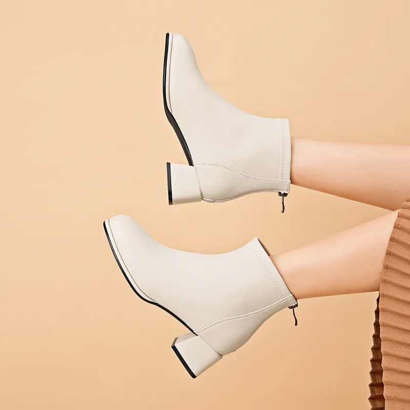 AOKANG Ankle Boots Women's Beige-6