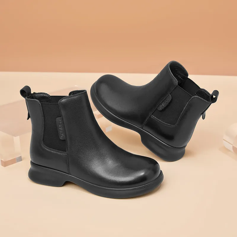 AOKANG Short Chelsea Boots 3cm Women's Black-3