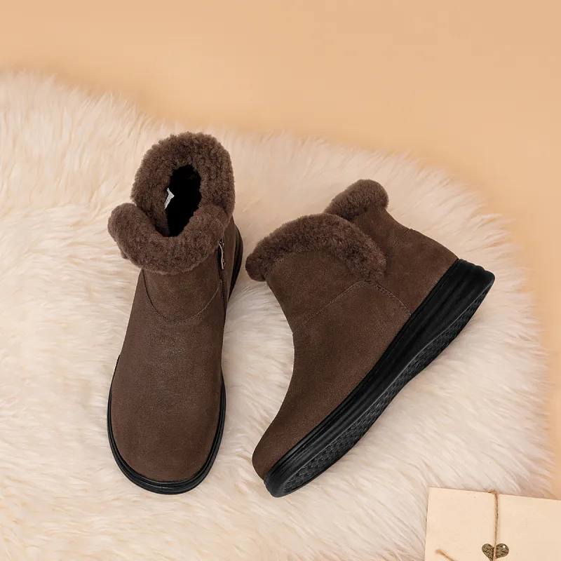 AOKANG Warm Short Snow Boots Women's Brown-1