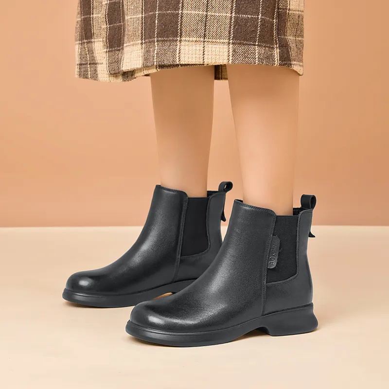 AOKANG Short Chelsea Boots 3cm Women's Black-4