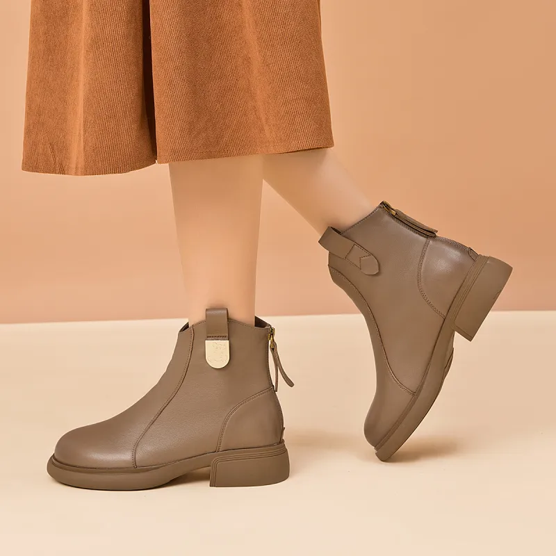 AOKANG Ankle Boots Women's Earth Yellow-5