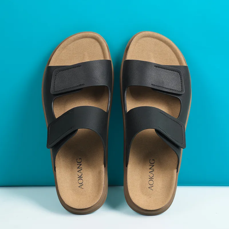 AOKANG Rubber Sole Slip Resistant Slide Slippers Men's-5