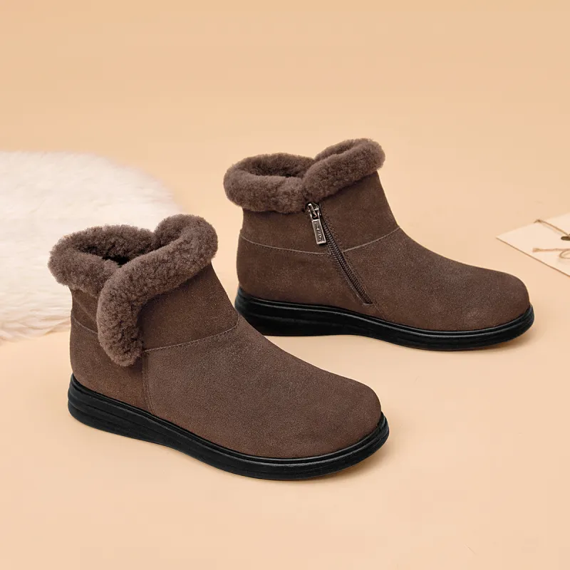 AOKANG Warm Short Snow Boots Women's Brown-2