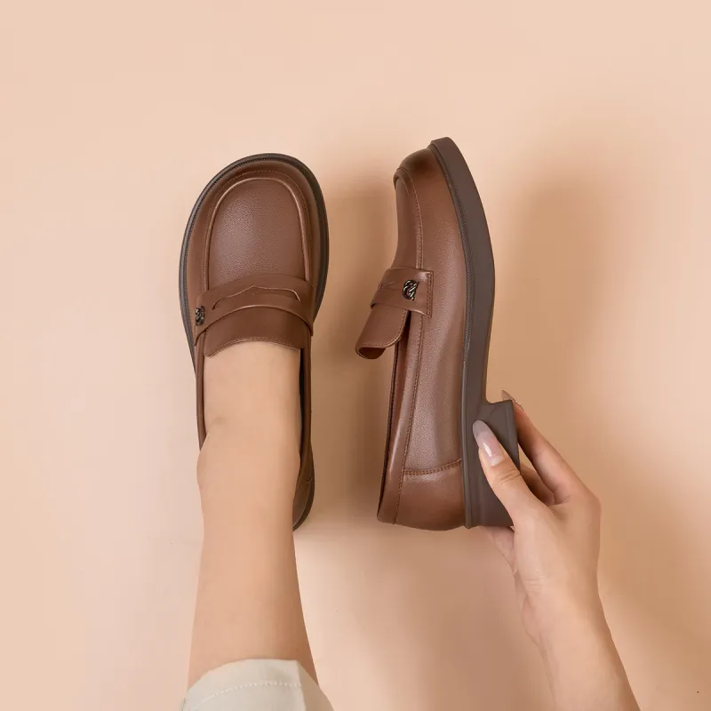 AOKANG Loafers 3.5cm Women's Brown-6