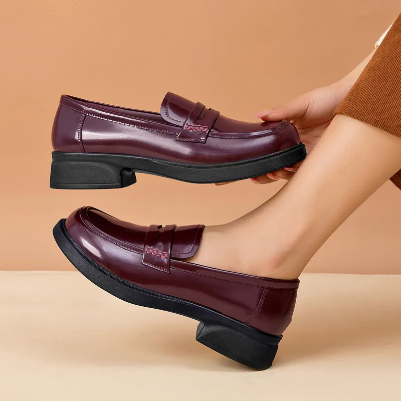 AOKANG Loafers 3.5cm Women's Burgundy-4