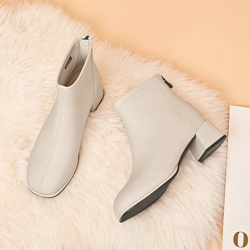 AOKANG Ankle Boots Women's Beige-2