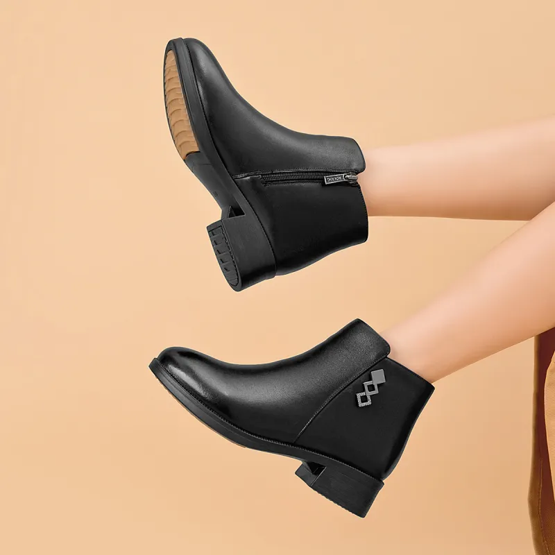 AOKANG Ankle Boots 3.5cm Women's Black-5