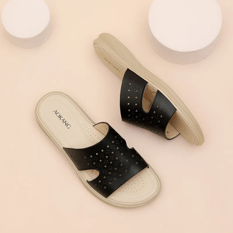 AOKANG PVC Polyvinyl Chloride Slip Resistant Slide Slippers Women's-1