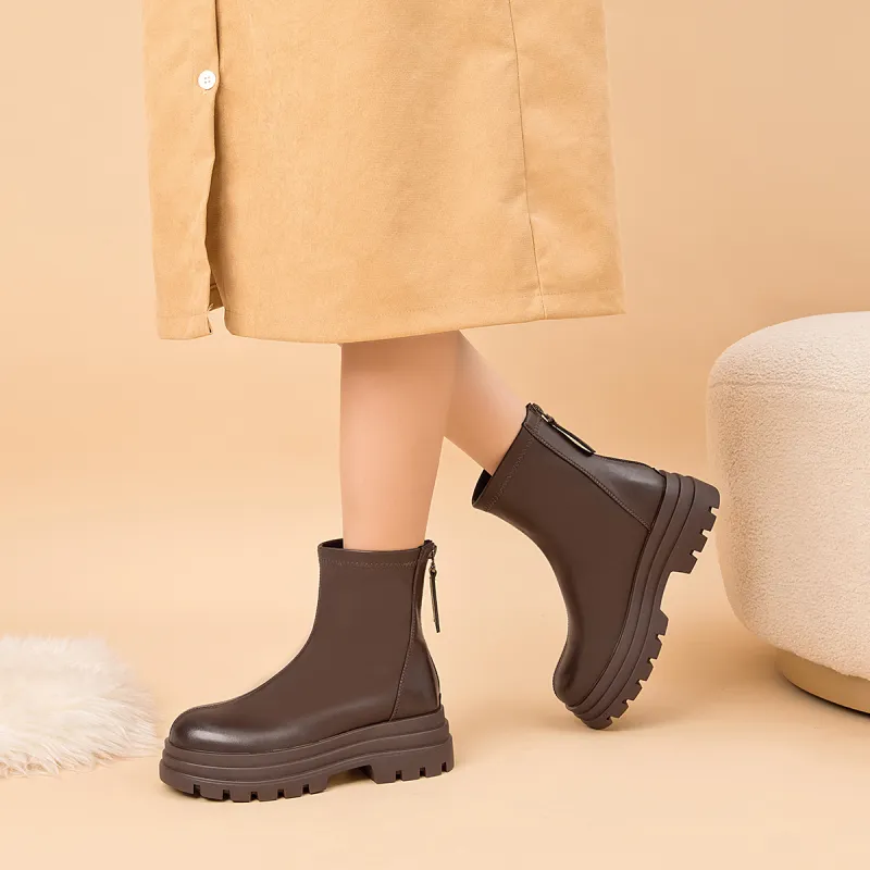 AOKANG Ankle Boots 5.3cm Women's Brown-3