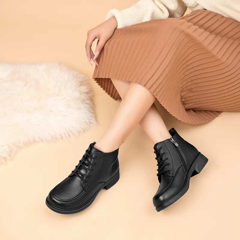 AOKANG Short Martin Boot 3.5cm Women's Black-1